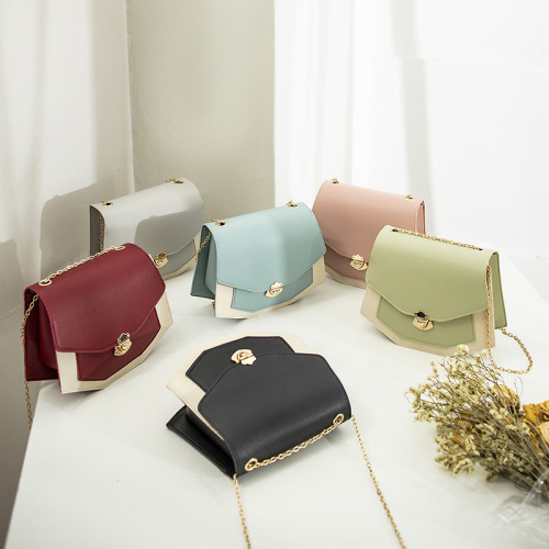 korean style women‘s contrast color shoulder small square bag foreign trade wholesale 2022 summer new crossbody bag cover lock mobile phone bag