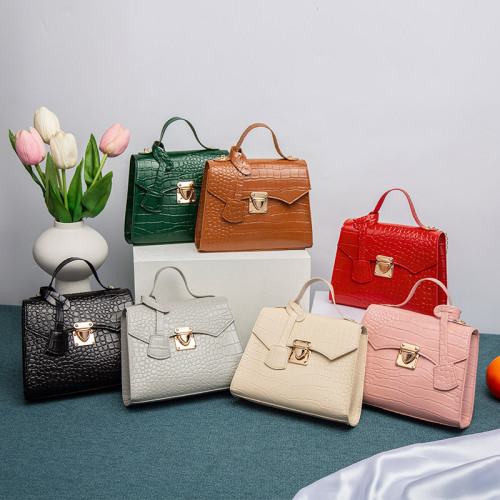 crocodile pattern kelly bag 2022ladies hand bag simple handbag korean retro fashion small square bag