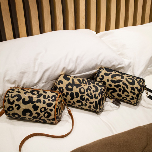 Women‘s Ladies Handbags2022 Vintage Leopard Print Pillow Bag Popular Cross-Border Wholesale Canvas Satchel