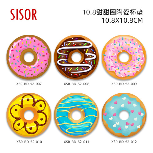 creative donut ceramic coaster foreign trade new european and american home kitchen daily use insulation pad cross-border ceramic gifts