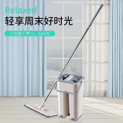 factory wholesale cleaning supplies mop bucket hand wash-free scraping hand pressure mop bucket automatic flat mop direct sales