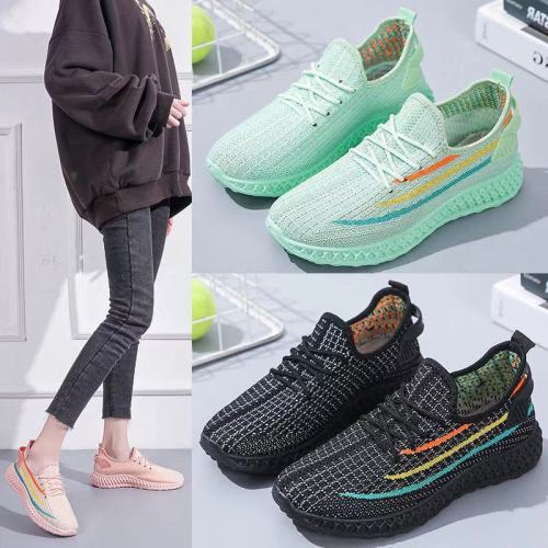 Foreign Trade Old Beijing Women‘s Shoes New Flying Woven Sneakers Korean Fashion Mesh Lightweight Women‘s Coconut Shoes Stall Shoes