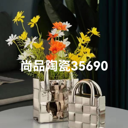 creative ceramic handbag vase crafts soft decoration flower arrangement ceramic decoration