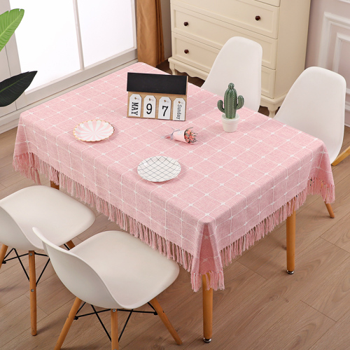 cotton linen tablecloth tassel household simple rectangular table cloth desk tablecloth plaid cover cotton kazahoba