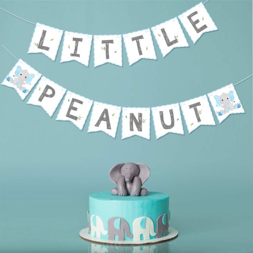 Elephant Baby Theme Party pull Flag Blue Little Peanu Welcome Baby Banner Layout Decoration Supplies 