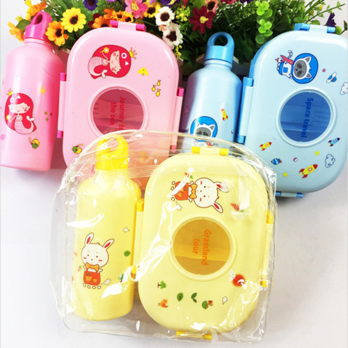 Cartoon Lunch Box Water Bottle Set for Children and Students lunch Box Snap Button Bento Box Manufacturer