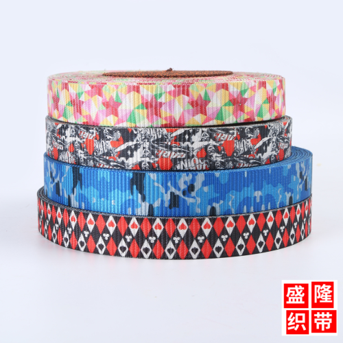 3.6cm wide specification mixed color geometric grain elastic webbing pet leash mobile phone safety buckle lanyard