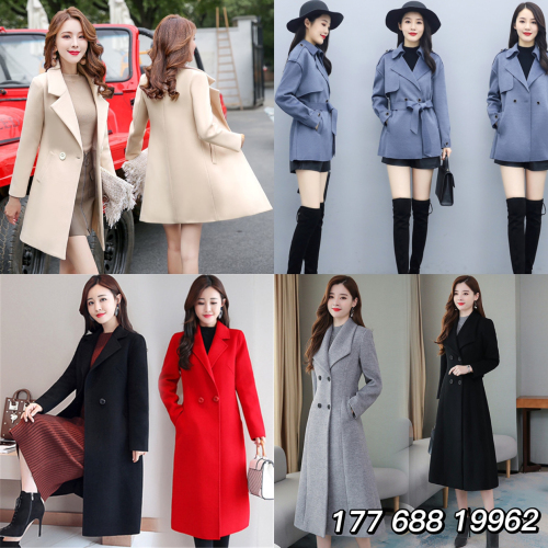 Miscellaneous Autumn and Winter Women‘s Clothing Mid-Length Coat Sweater Tail Wholesale Woolen Coat
