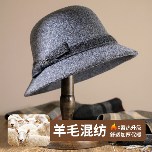 [hat hidden] hat women‘s autumn and winter fashion korean style top hat all-match dome woolen hat bow basin hat
