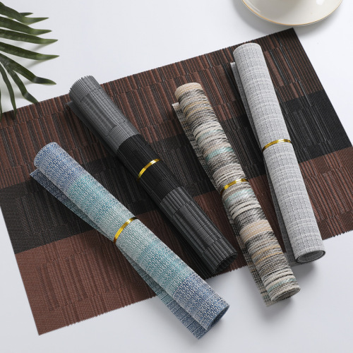 pvc gradient bamboo placemat teslin western placemat hotel classic table mat heat insulation non-slip coaster spot placemat