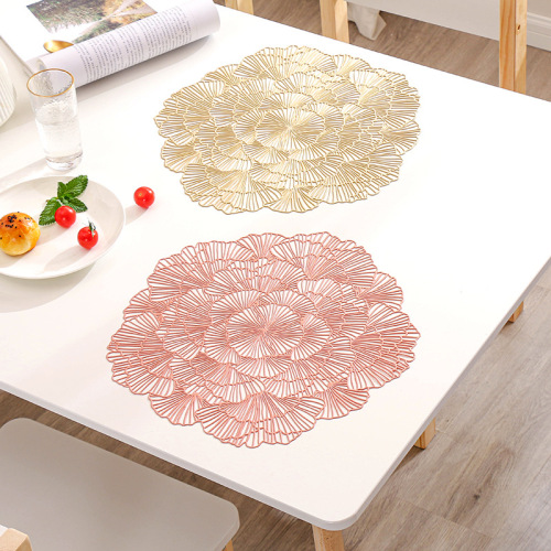 Flower European Placemat PVC Hollow Gilding Dining Table Cushion Hotel Heat Insulation Non-Slip Coffee Cup Mat Steak Placemat