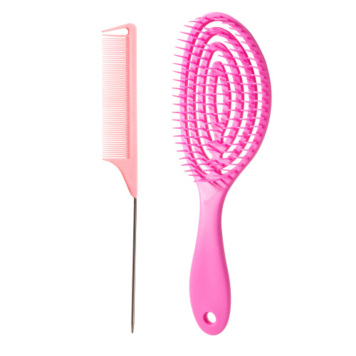 factory direct oval ring hollow 2-piece set pointed tail partition massage comb wet and dry fluffy modeling comb
