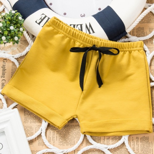children‘s solid color cotton shorts spot summer sports children‘s neutral hot pants solid color mid-waist children‘s pants