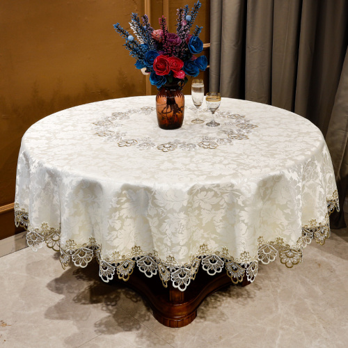 Round Tablecloth Tablecloth Home round Hotel High Sense Restaurant Restaurant Lace Edge Tablecloth Kazahoba Art