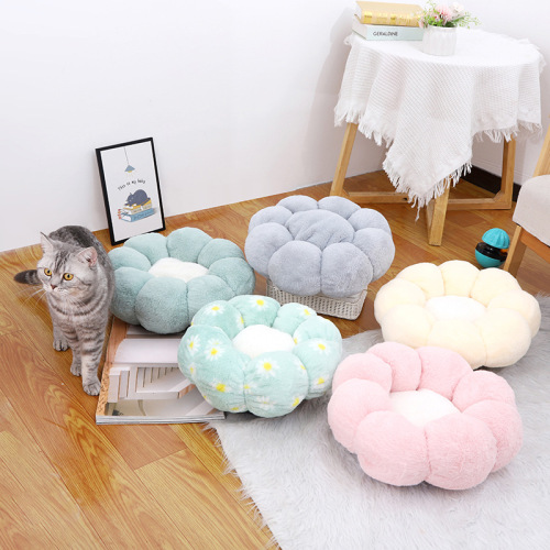 Factory Direct Supply Cute Sleeping Cat Nest Spot Wholesale Four Seasons Universal Pet Supplies Warm Flower Kennel Plush 