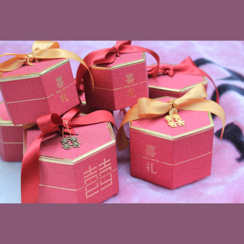 Tiktok Chinese Candy Box Wedding Candy Box Chinese Style Gold Powder Hand Gift Box Wedding Candy Box