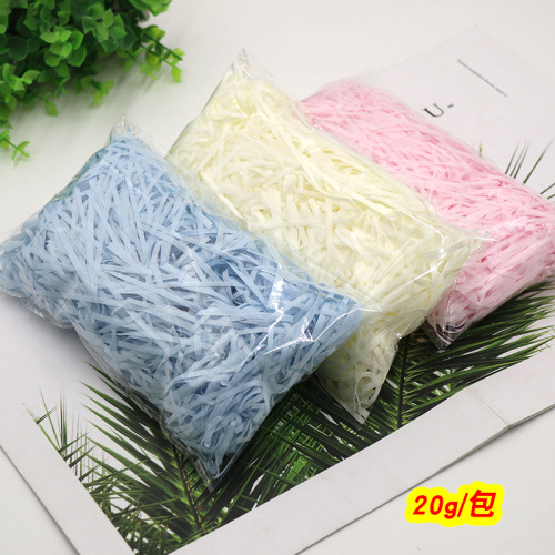 Factory Direct Supply 20G Pack Shredded Paper Raffia Filler Wedding Candies Box Gift Box Decoration Filling Color Paper Silk