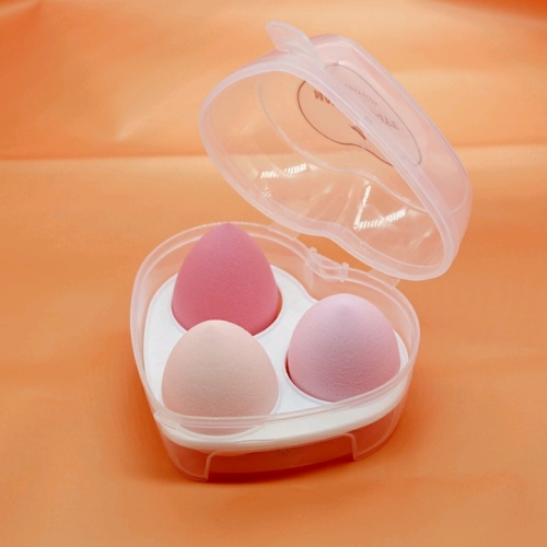 Boxed Cosmetic Egg Sponge Puff Soft Smear-Proof Makeup Beauty Blender Wet and Dry Love Powder Puff （3 Included）