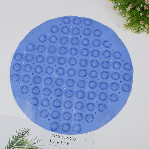 Shida PVC round Smiley Face Pattern Brush Non-Slip Bathroom Mat Beautiful， Safe and Healthy with Suction Cup