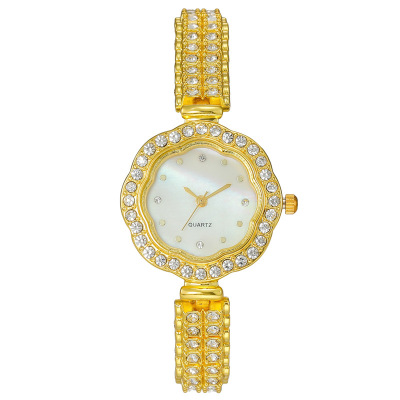 Factory Direct Supply Women's Watch Fashion Trend Quartz Wrist Watch Diamond Thin Strap White Collar Lady Temperament Watch