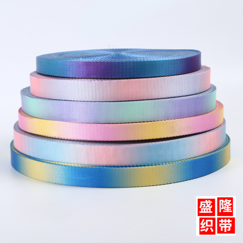 2.5cm wide specification colorful gradient color twill elastic webbing pet leash mobile phone safety buckle lanyard