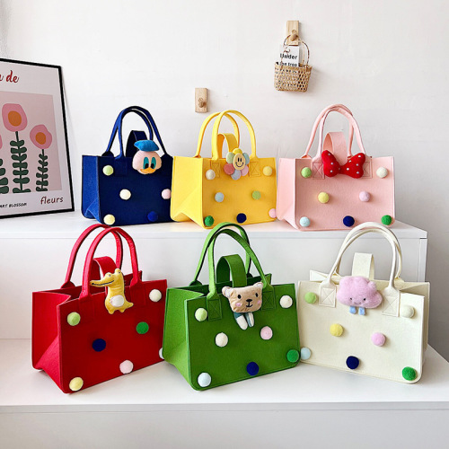 Shoulder Bag Children‘s Bag Korean Style Large Capacity Girls‘ Felt Handbag Felt Bag 