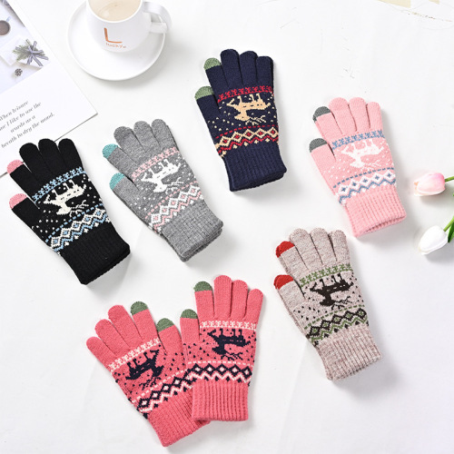 new men‘s and women‘s velvet gloves wholesale autumn and winter cold-proof warm knitted gloves touch screen wool gloves