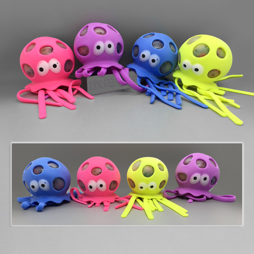 Factory Direct Sales Jellyfish Hole Ball Children Decompression Toy Simulation Ocean Jellyfish Pinch Music TPR Soft Rubber Seal 