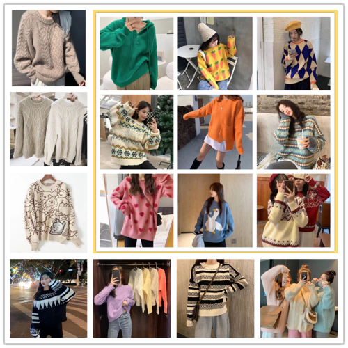 Autumn Winter Women‘s Wear Sweater Tail Goods Thick Sweater Stock Foreign Trade Stall Ladies Miscellaneous Fashion Knitted Pullover Sweater