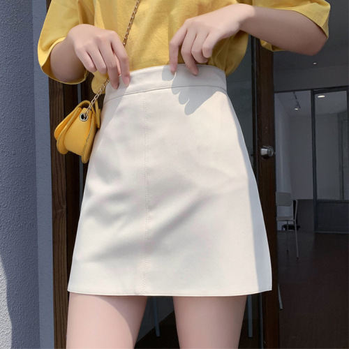 high waist solid color skirt for women 2022 spring and summer new a- line skirt slimming versatile black sheath skirt anti-exposure