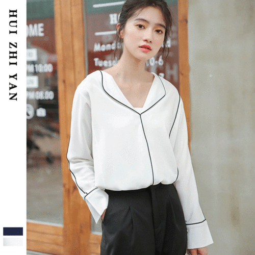 2022 spring new french lapel long sleeve shirt female korean style fresh lazy style pullover solid color blouse autumn