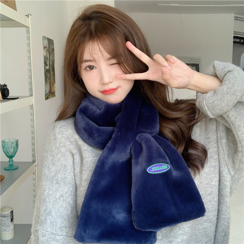 Plush Scarf Soft Long Labeling Japanese Autumn and Winter Ins Plush Girl Imitate Rex Rabbit Fur Thickened Cross Scarf