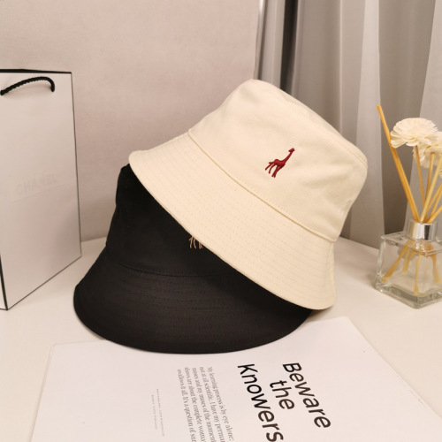 INS Japanese Style Bucket Hat Embroidered Solid Color Fisherman Hat Men‘s and Women‘s Same Style All-Matching Bucket Hat Flat Top Yupi Melon Skin Hat
