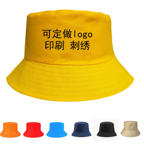 Bucket Hat Printed Logo Bucket Hat Fashion Flat Top Sun Hat Sun Protection Hat Spring Parent-Child round Cap Advertising Cap Printing