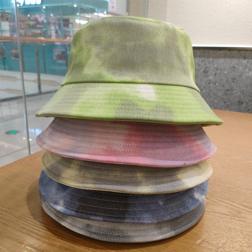 Tie-Dyed Cool Popular Brand Bucket Hat Women‘s Sun-Proof Big Head Circumference Leisure Basin Hat Summer Small Brim Sun Hat Men