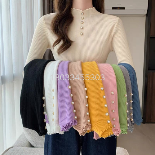 autumn and winter korean style women‘s bottoming sweater solid color stretch slim women‘s sweater inventory manufacturers sweater stall goods