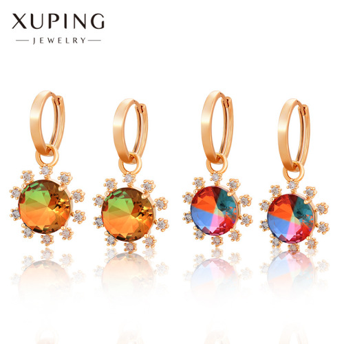 Xuping Jewelry European and American Fashion Sunflower Earrings Temperament Long artificial Color Treasure Eardrops Online Celebrity Personalized Earrings Female 