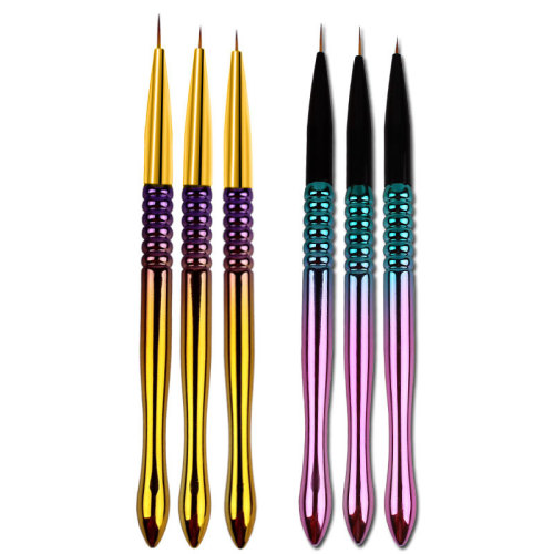 Painted Drawing Brush 3-Piece Hook Pen Electroplating Gradient Rod Carved Nail Brush Set