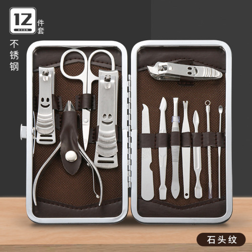 stainless steel nail clippers set 12 pieces cross-border nail clippers set manicure manicure tools gift wholesale customizable