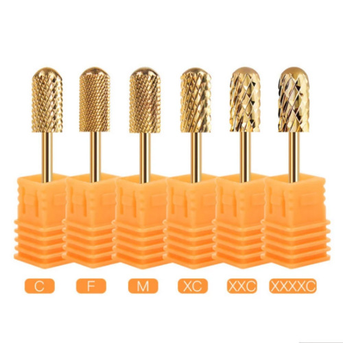 nail art gold plated grinding head single cylindrical gold tungsten steel grinding head polishing nail tools