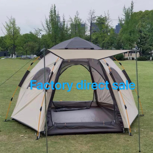 camping outdoor one piece dropshipping automatic tent
new khaki hexagonal automatic tent. customizable.