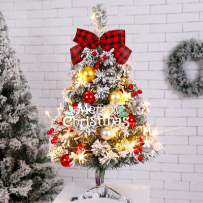 60cm Flocking Christmas Tree Package with Lights Christmas Gift Decoration Christmas Tree Ornaments Small Christmas Tree