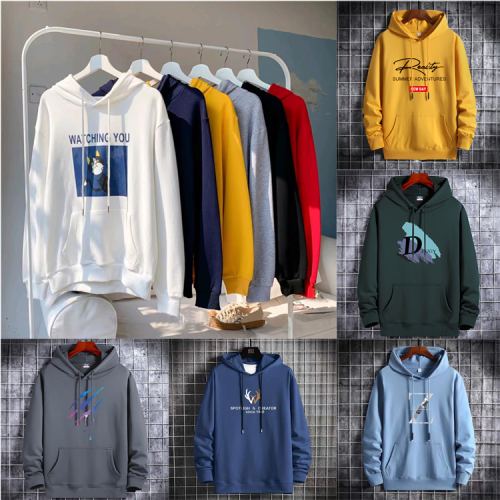 Foreign Trade Tail Goods Men‘s Hooded Sweater Korean Style Miscellaneous Loose Fleece-Lined Casual Men‘s Hoodie Stall Hot Sale