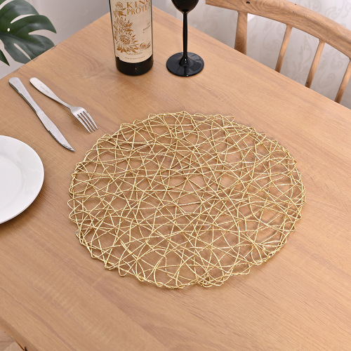 nordic simple placemat metal wire woven table mat household western bowl plate mat round tray tea cup mat