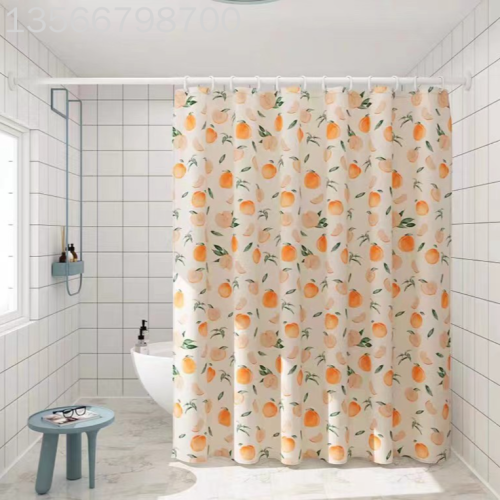 [Muqing] Modern Minimalist Pastoral Polyester Digital Printing Shower Curtain Punch-Free Dry Wet Separation Partition Curtain
