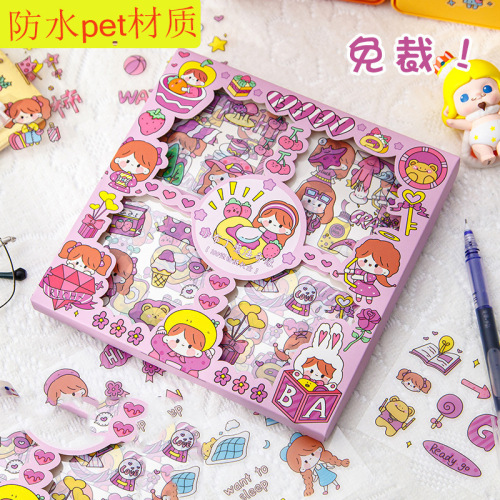 gift box 100 hand account stickers set pet material water cup waterproof stickers korean ins girl stationery stickers