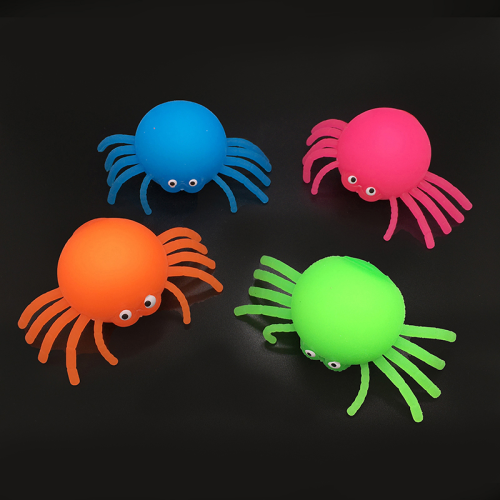 cross-border supply small spider soft rubber toy flour spider vent ball simulation spider squeeze trick toy