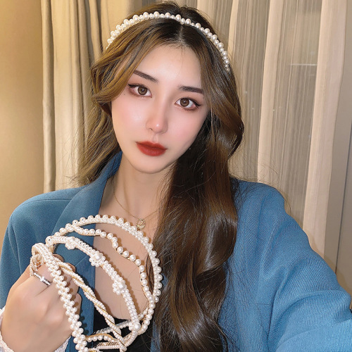 Summer French Elegance Pearl Headband Female Face Wash Hair Band Korean Internet Celebrity Outdoor All-Matching Hair Accessories