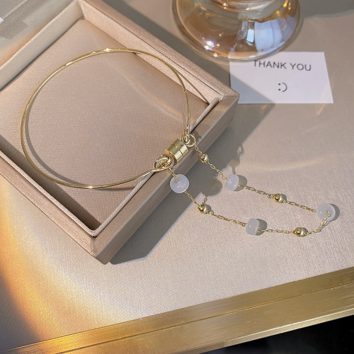 korean style design double layer opal bracelet female niche all-match magnet bracelet light luxury temperament girlfriends jewelry