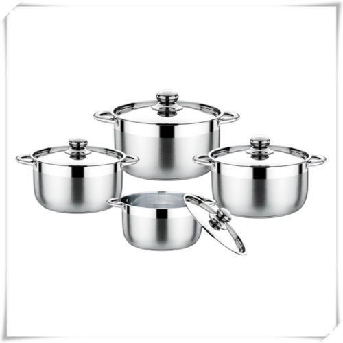 410 Stainless Steel Silver Set Double Bottom Household Kitchen Supplies Pot Hollow Ear Silver Primary Color Pot Spot